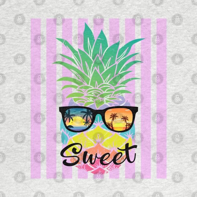 Sweet Tropical Summer - Pink Stripes on - by Peter the T-Shirt Dude